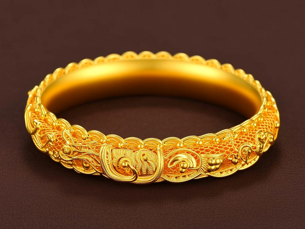 扁圆金手镯图片