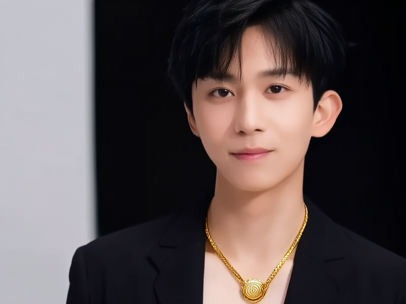 男生戴金项链图片